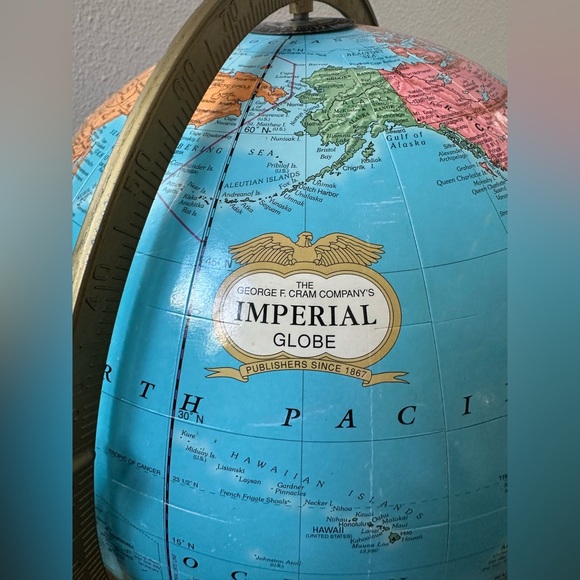 Vintage 1960/1970s George F. Cram's Imperial World globe (12”) with stand (ht 3’ - Picture 2 of 12